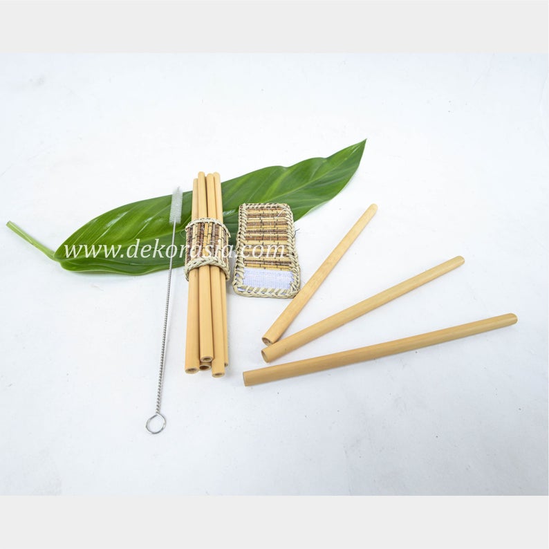 Bamboo Straw Set with Bamboo Napkin Ring Type C